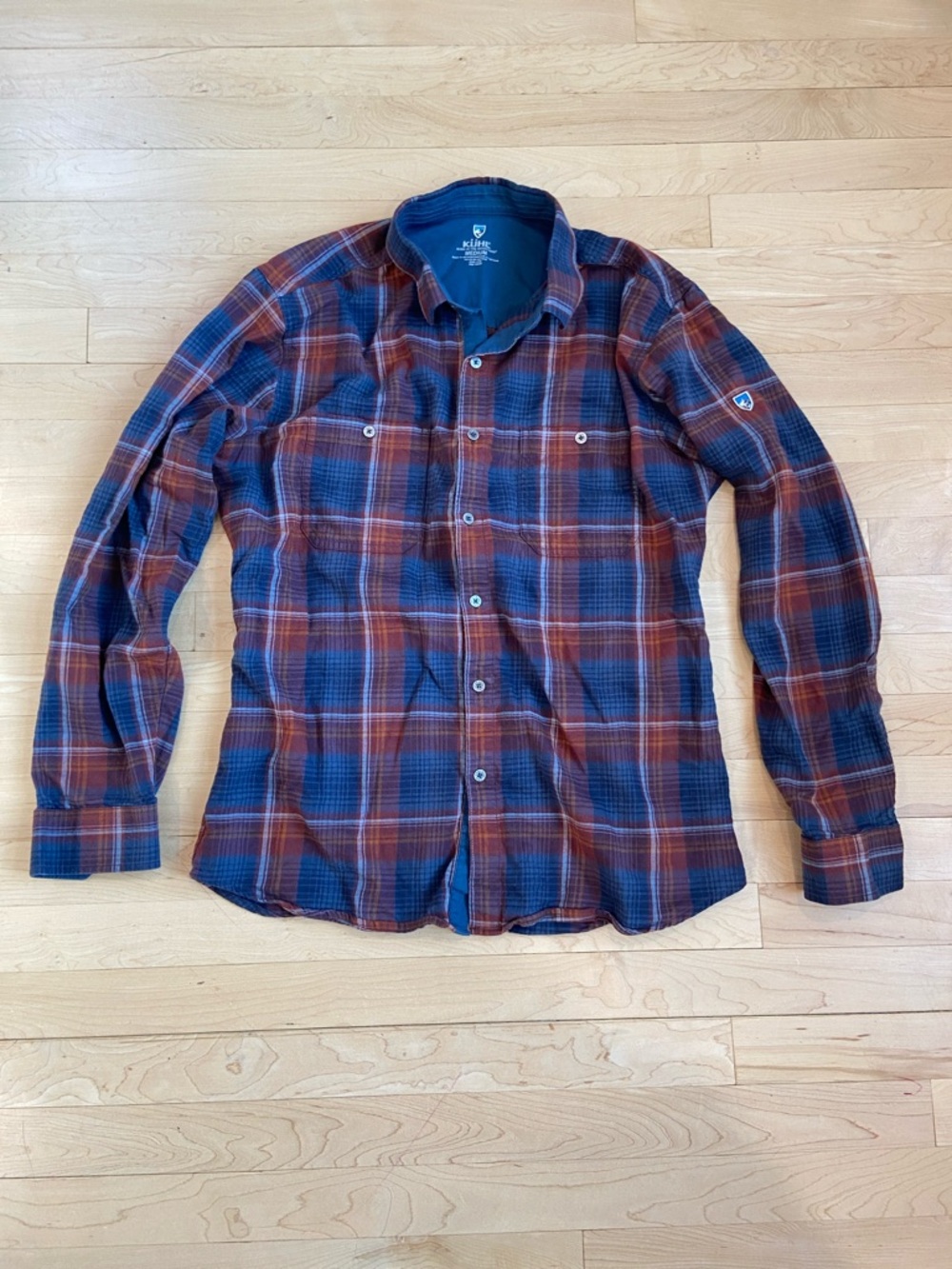 EUC Kuhl DILLINGR flannel men’s medium Blue Red multi colored